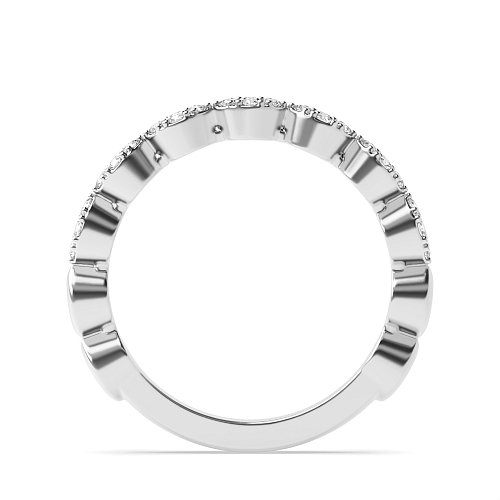 4 Prong Round Platinum Zig zag stackable fashion Diamond Rings