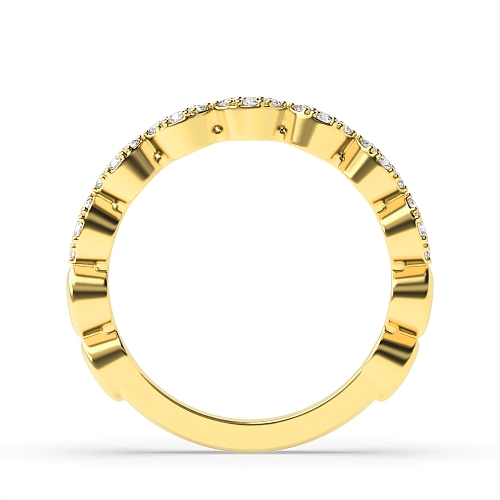 4 Prong Round Yellow Gold Zig zag stackable fashion Diamond Rings
