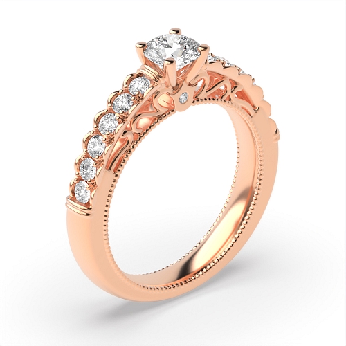Bezel Setting Round Rose Gold Vintage Engagement Rings