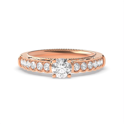 Bezel Setting Round Rose Gold Vintage Engagement Rings