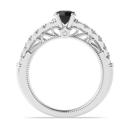 Bezel Setting Round Vintage Black Diamond Engagement Rings