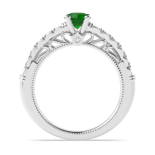 Bezel Setting Round Vintage Emerald Engagement Rings