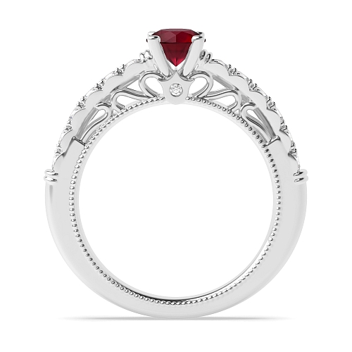 Bezel Setting Round Vintage Ruby Engagement Rings