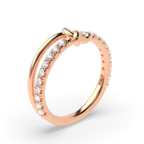4 Prong Round Rose Gold Sweep orbit Women's Shaped Engagement Rings