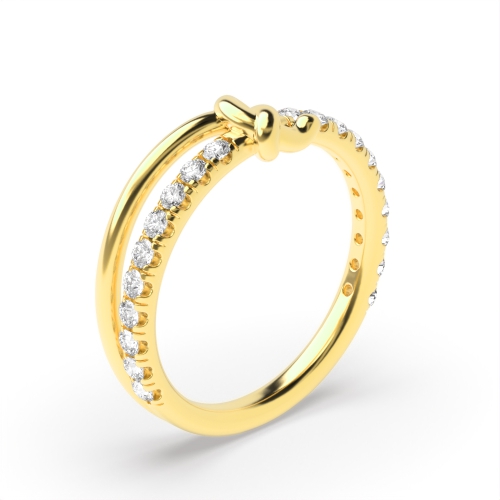 4 Prong Round Yellow Gold Sweep orbit Eternity Engagement Rings