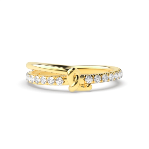 4 Prong Round Yellow Gold Sweep orbit Eternity Engagement Rings