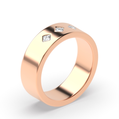 Bezel Setting Princess Rose Gold Baguettemyst Diamond Band Engagement Rings