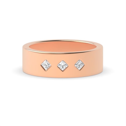 Bezel Setting Princess Rose Gold Baguettemyst Diamond Band Engagement Rings