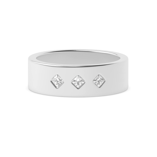 Bezel Setting Princess Baguettemyst Diamond Band Engagement Rings