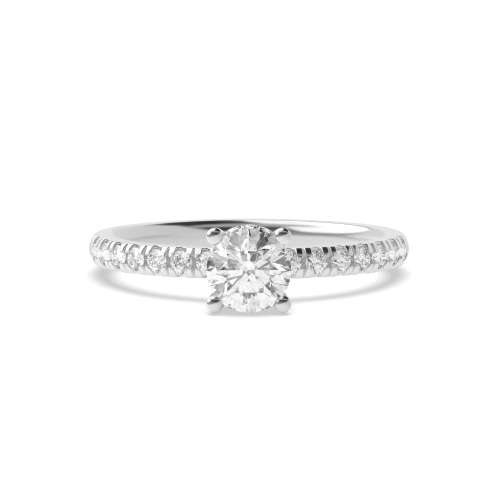 1 carat  Round 4 prongs Hidden Halo Side Stone Engagement Rings