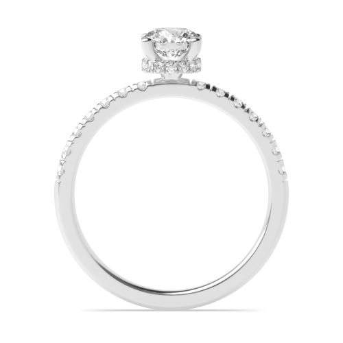 1 carat  Round 4 prongs Hidden Halo Side Stone Engagement Rings