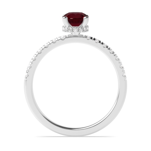 Round 4 prongs Hidden Halo Side Stone Ruby Engagement Rings