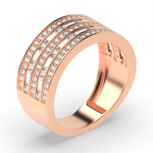 Channel Setting Round/Baguette Rose Gold Illusion optic Eternity Diamond Rings