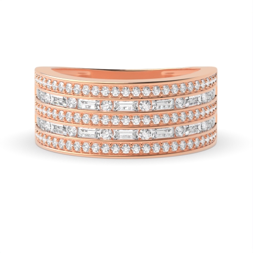 Channel Setting Round/Baguette Rose Gold Illusion optic Eternity Diamond Rings