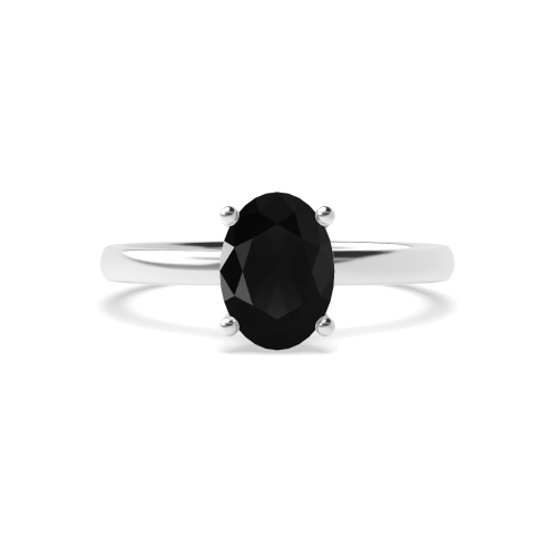 Hidden Halo Plain Shoulder Black Diamond Solitaire Engagement Ring