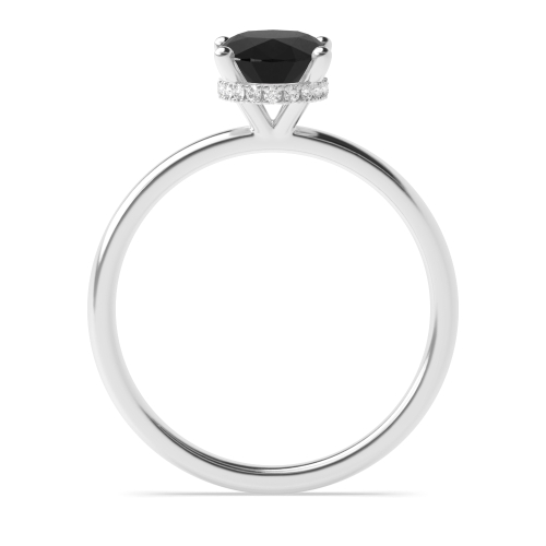 Hidden Halo Plain Shoulder Black Diamond Solitaire Engagement Ring