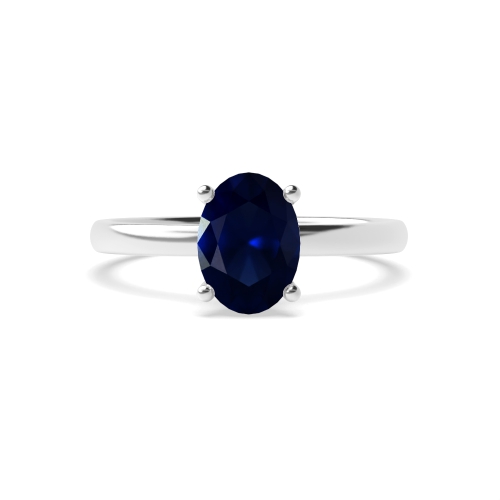 Hidden Halo Plain Shoulder Blue Sapphire Solitaire Diamond Ring