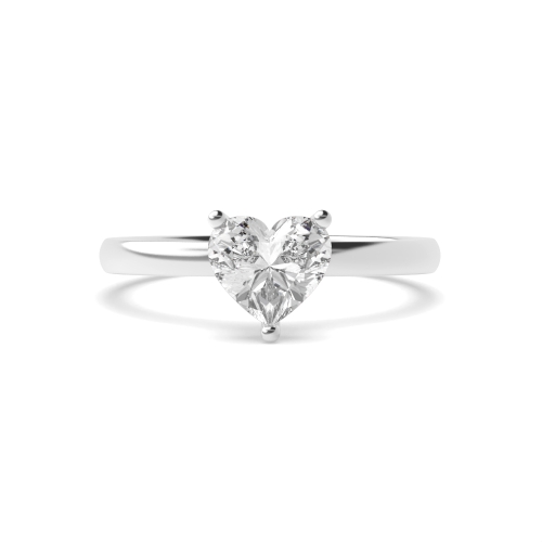 Prong Heart Hidden Halo Plain Shoulder Solitaire Diamond Ring