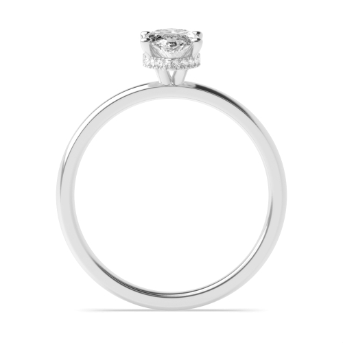 Marquise Hidden Halo Plain Shoulder Solitaire Diamond Ring
