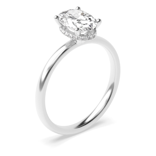 Oval Silver Solitaire Diamond Rings