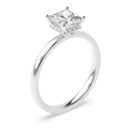 4 prong setting classic oval shape hidden halo engagement ring