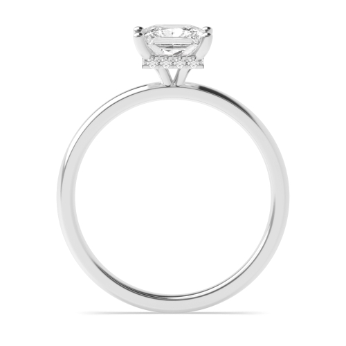 Princess Hidden Halo Plain Shoulder Solitaire Diamond Ring