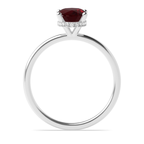 Hidden Halo Plain Shoulder Ruby Solitaire Engagement Ring