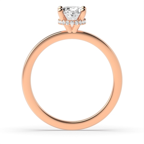 Rose Gold Hidden halo plain shoulder Engagement Rings