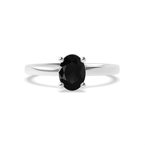Hidden halo plain shoulder Black Diamond Solitaire Engagement Rings