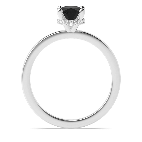 Hidden halo plain shoulder Black Diamond Solitaire Engagement Rings
