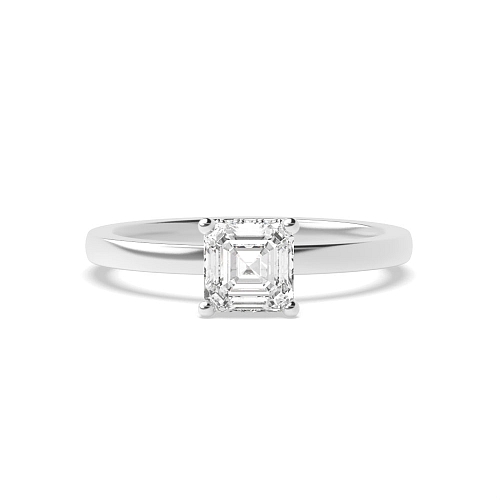 Asscher Hidden halo plain shoulder Engagement Rings