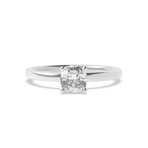 Cushion Hidden halo plain shoulder Halo Engagement Rings