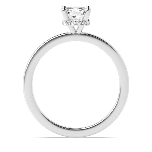 Cushion Hidden halo plain shoulder Halo Engagement Rings
