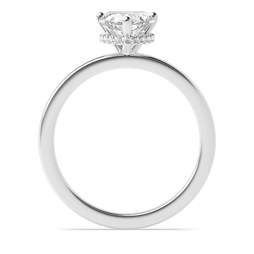Prong Heart Hidden halo plain shoulder Engagement Rings