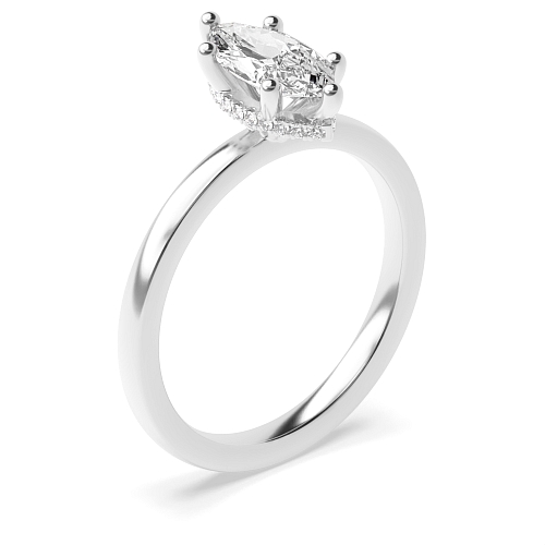 Marquise Hidden halo plain shoulder Engagement Rings