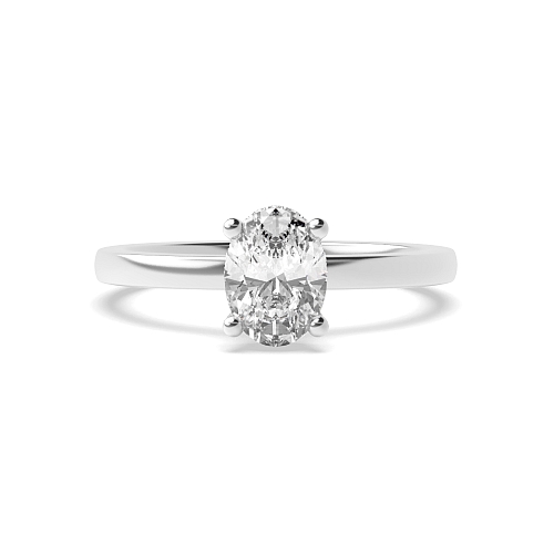 4 Prong Hidden Halo Plain Shoulder Solitaire Engagement Ring