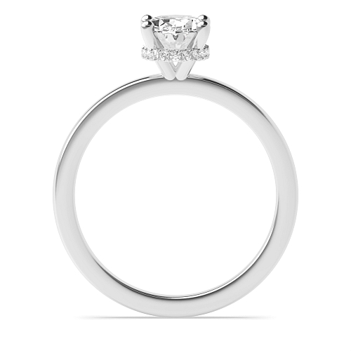 4 Prong Hidden Halo Plain Shoulder Lab Grown Diamond Solitaire Engagement Ring