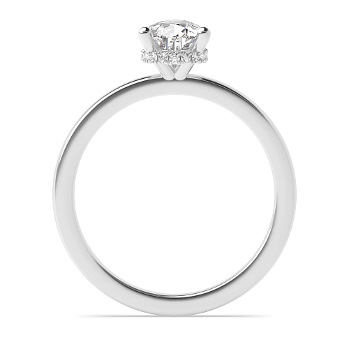 Prong Pear Hidden halo plain shoulder Engagement Rings