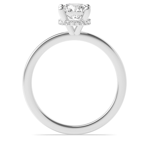 Round Hidden halo plain shoulder Engagement Rings