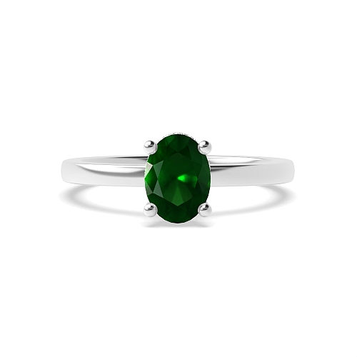 Hidden halo plain shoulder Emerald Halo Engagement Rings