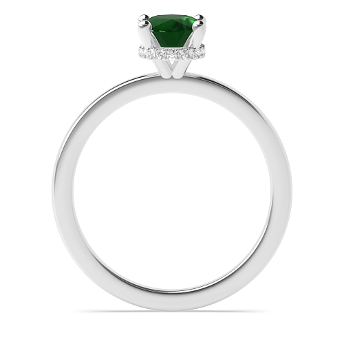 Hidden halo plain shoulder Emerald Halo Engagement Rings