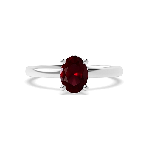 Hidden halo plain shoulder Ruby Engagement Rings