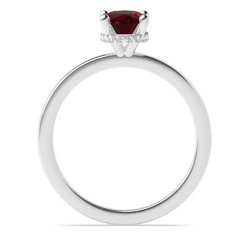 Hidden halo plain shoulder Ruby Engagement Rings