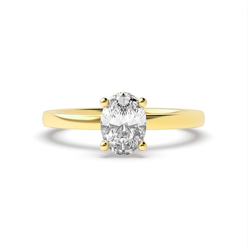 Yellow Gold Hidden halo plain shoulder Engagement Rings