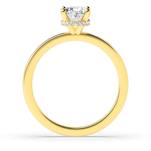 Yellow Gold Hidden halo plain shoulder Engagement Rings