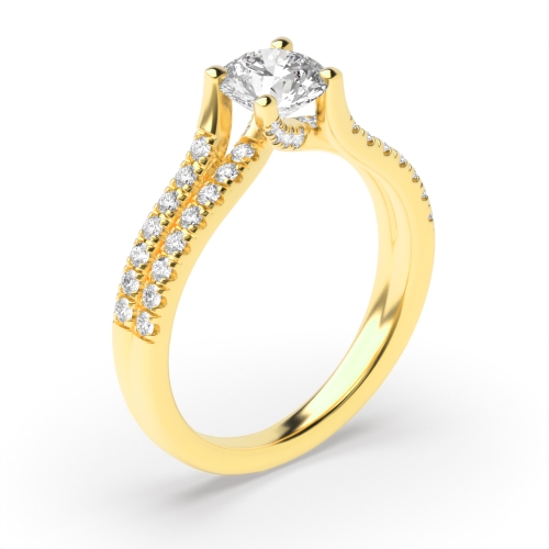 Round Yellow Gold Bold Engagement Rings