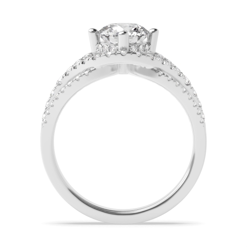 4 Prong Round Moissanite Halo Diamond Ring