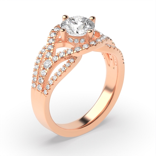 4 Prong Round Rose Gold Harmony Engagement Rings