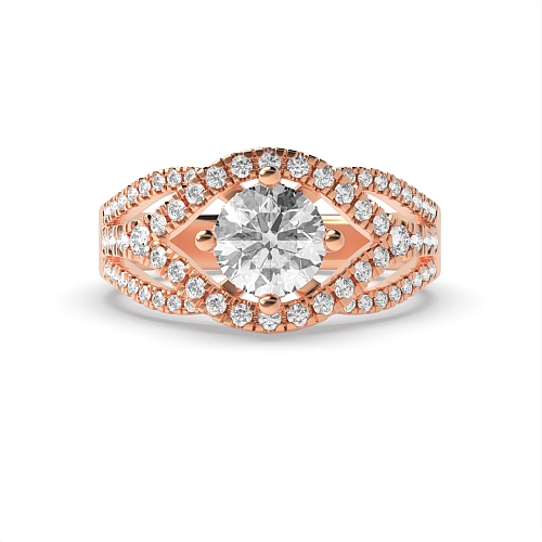 4 Prong Round Rose Gold Harmony Engagement Rings