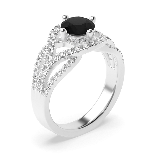 4 Prong Round Harmony Black Diamond Engagement Rings